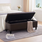 50.3 x 17.50 x 18 Upholstered Rectangular Storage Ottoman-Faux Leather