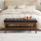 Entryway Shoe Bench Storage Bench Fabric Solid Wood, 43-inch Upholstered Bench for Living Room, Bedrooms