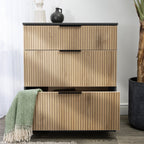 Commode profonde à 3 tiroirs effet lattes Jago