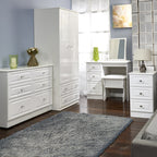 Commode large Kinsley blanche brillante à 6 tiroirs