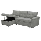 Convertible Reversible Sectional Sofa with Pull-Out Sleeper Bed, Hidden Storage Chaise, and Durable Legs