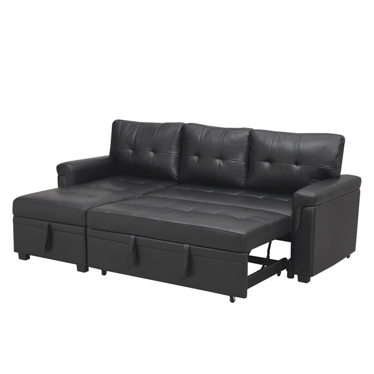 Convertible Reversible Sectional Sofa with Pull-Out Sleeper Bed, Hidden Storage Chaise, and Durable Legs