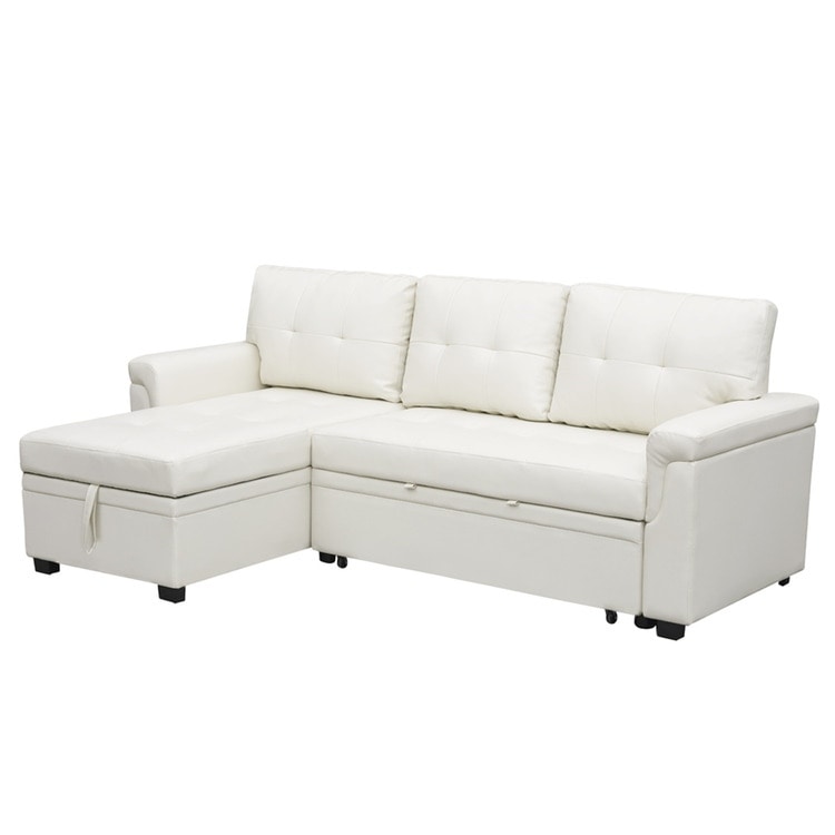 Convertible Reversible Sectional Sofa with Pull-Out Sleeper Bed, Hidden Storage Chaise, and Durable Legs