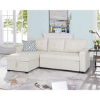 Convertible Reversible Sectional Sofa with Pull-Out Sleeper Bed, Hidden Storage Chaise, and Durable Legs