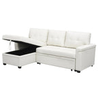 Convertible Reversible Sectional Sofa with Pull-Out Sleeper Bed, Hidden Storage Chaise, and Durable Legs