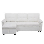 Convertible Reversible Sectional Sofa with Pull-Out Sleeper Bed, Hidden Storage Chaise, and Durable Legs