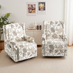 29'' W Pattern Swivel Glider Manual Push Back Recliner Chair Set of 2