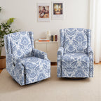 29'' W Pattern Swivel Glider Manual Push Back Recliner Chair Set of 2