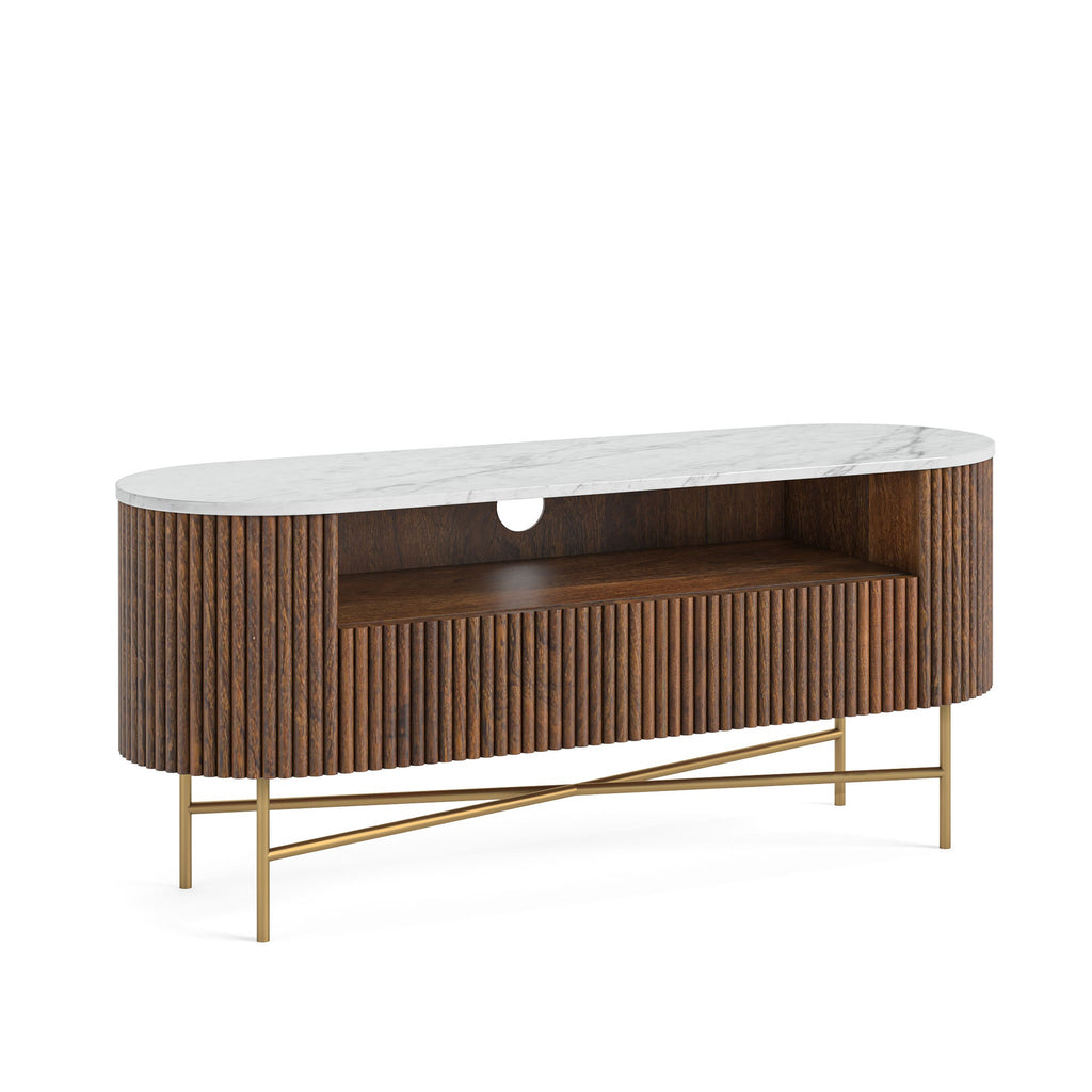 Meuble TV Milo Mango &amp; Marble cannelé