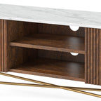 Meuble TV large Milo Mango &amp; Marble cannelé