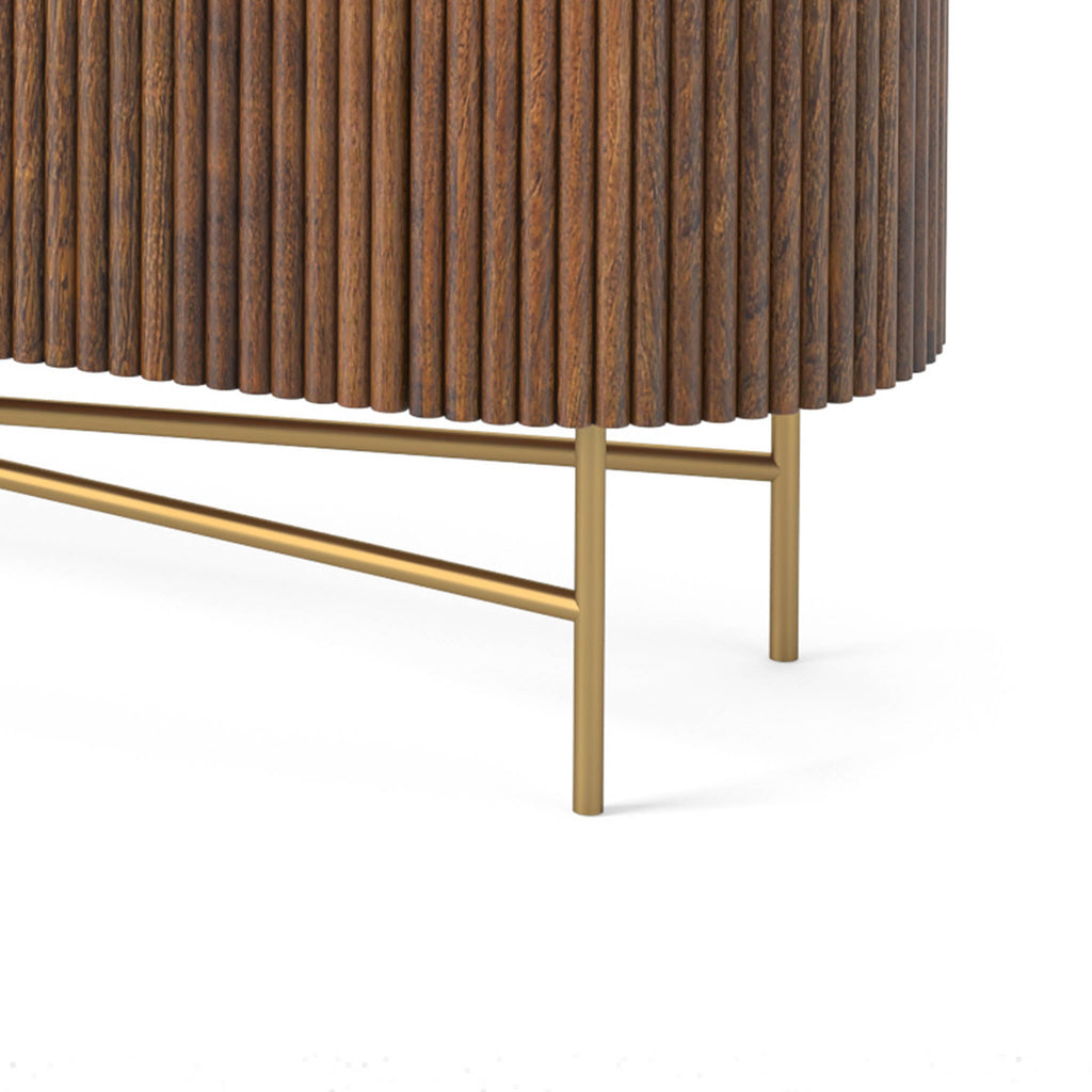 Meuble TV large Milo Mango &amp; Marble cannelé