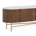 Meuble TV extra large Milo Mango &amp; Marble cannelé