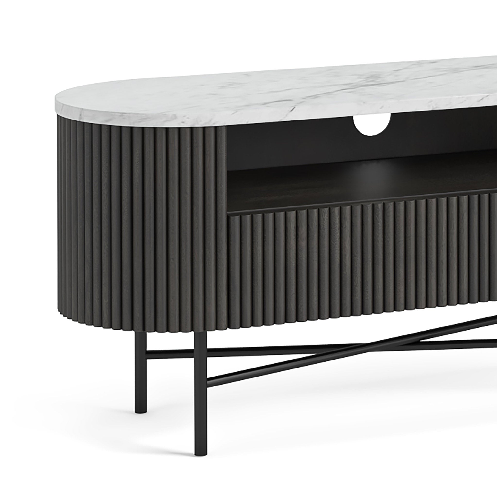 Meuble TV Milo Mango &amp; Marble cannelé