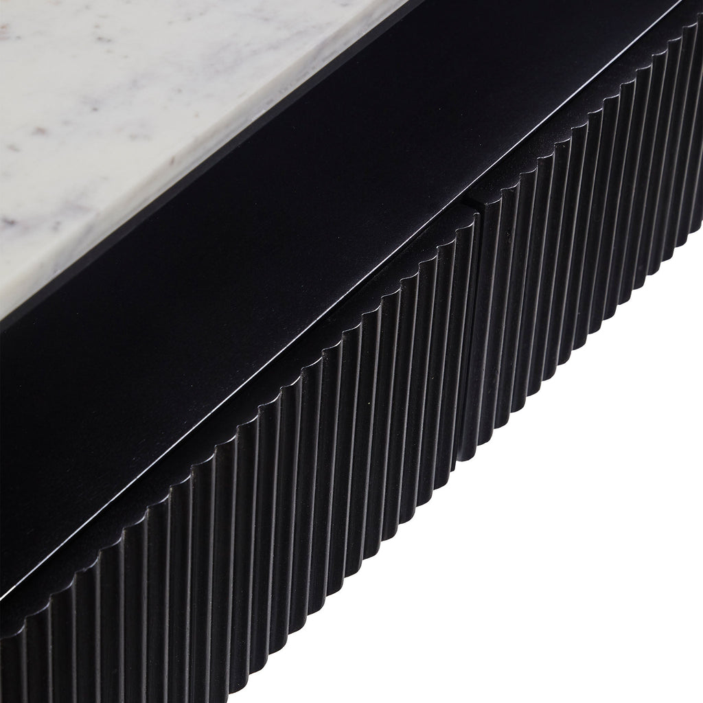 Meuble TV large Milo Mango &amp; Marble cannelé