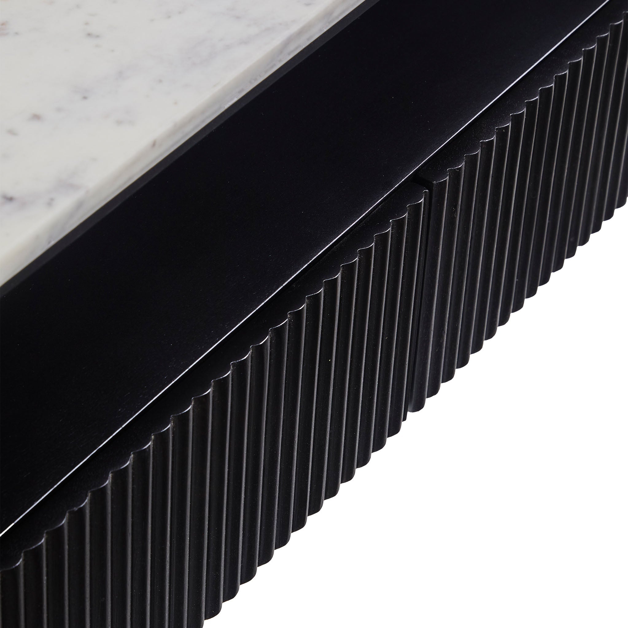 Meuble TV large Milo Mango &amp; Marble cannelé