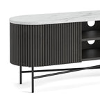 Meuble TV large Milo Mango &amp; Marble cannelé