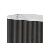 Meuble TV large Milo Mango &amp; Marble cannelé