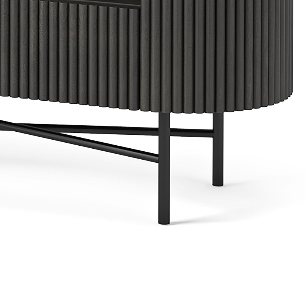 Meuble TV large Milo Mango &amp; Marble cannelé