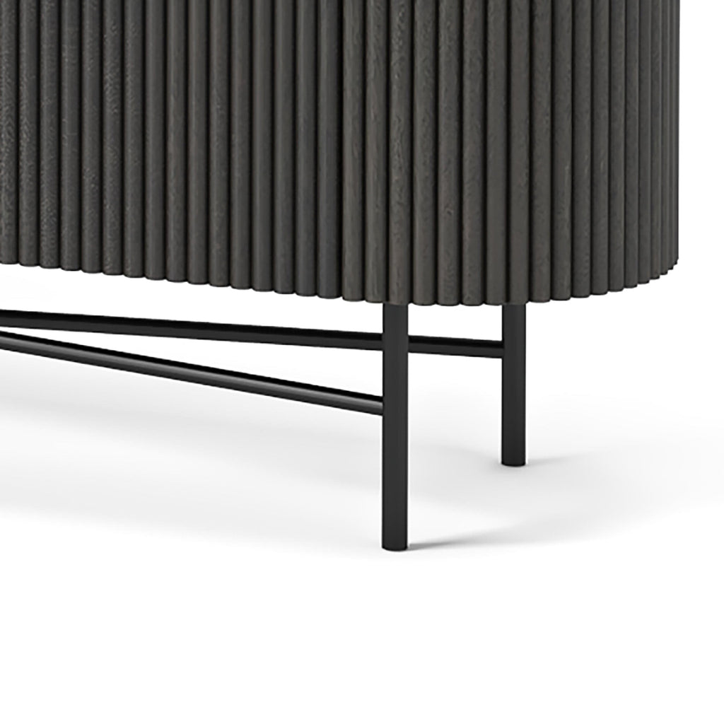 Meuble TV extra large Milo Mango &amp; Marble cannelé