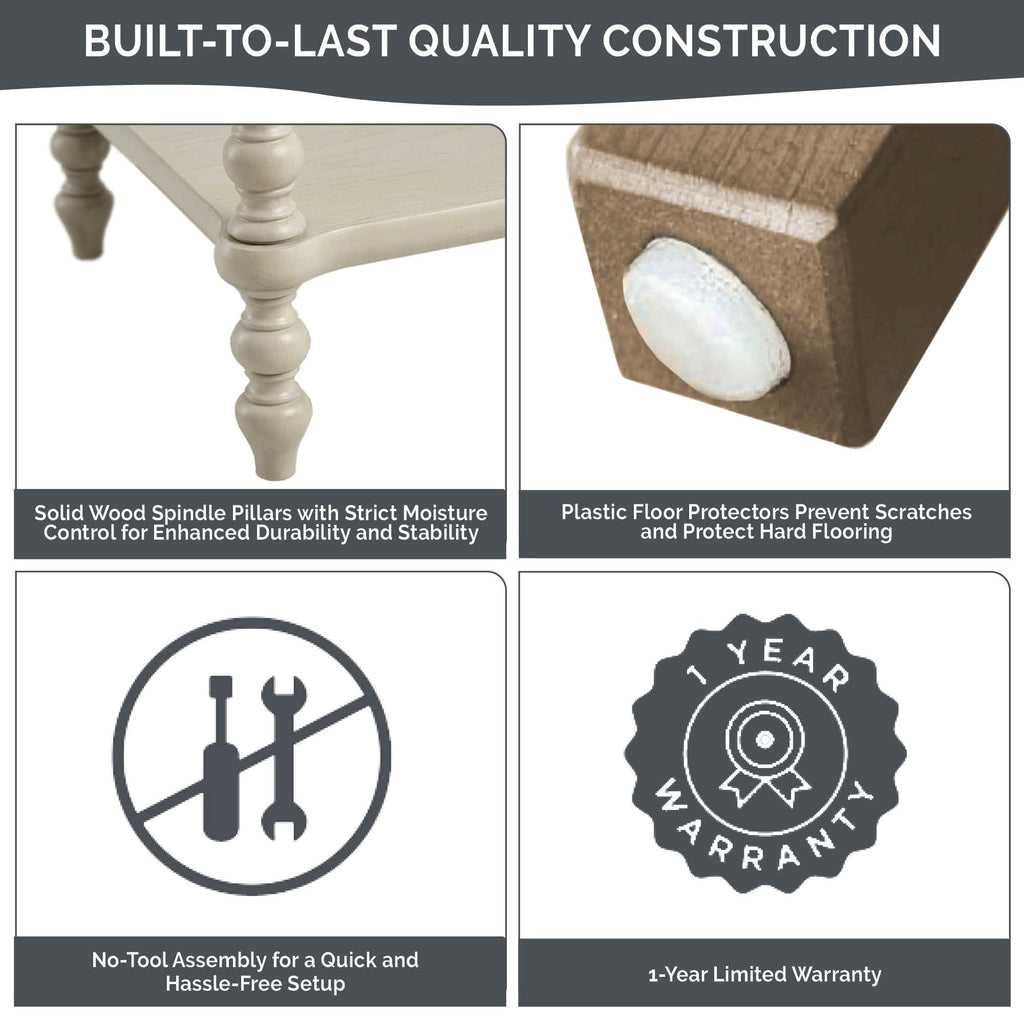 Madison Park Signature Beckett Turned Wood Spindle Nightstand with Drawer & Shelf