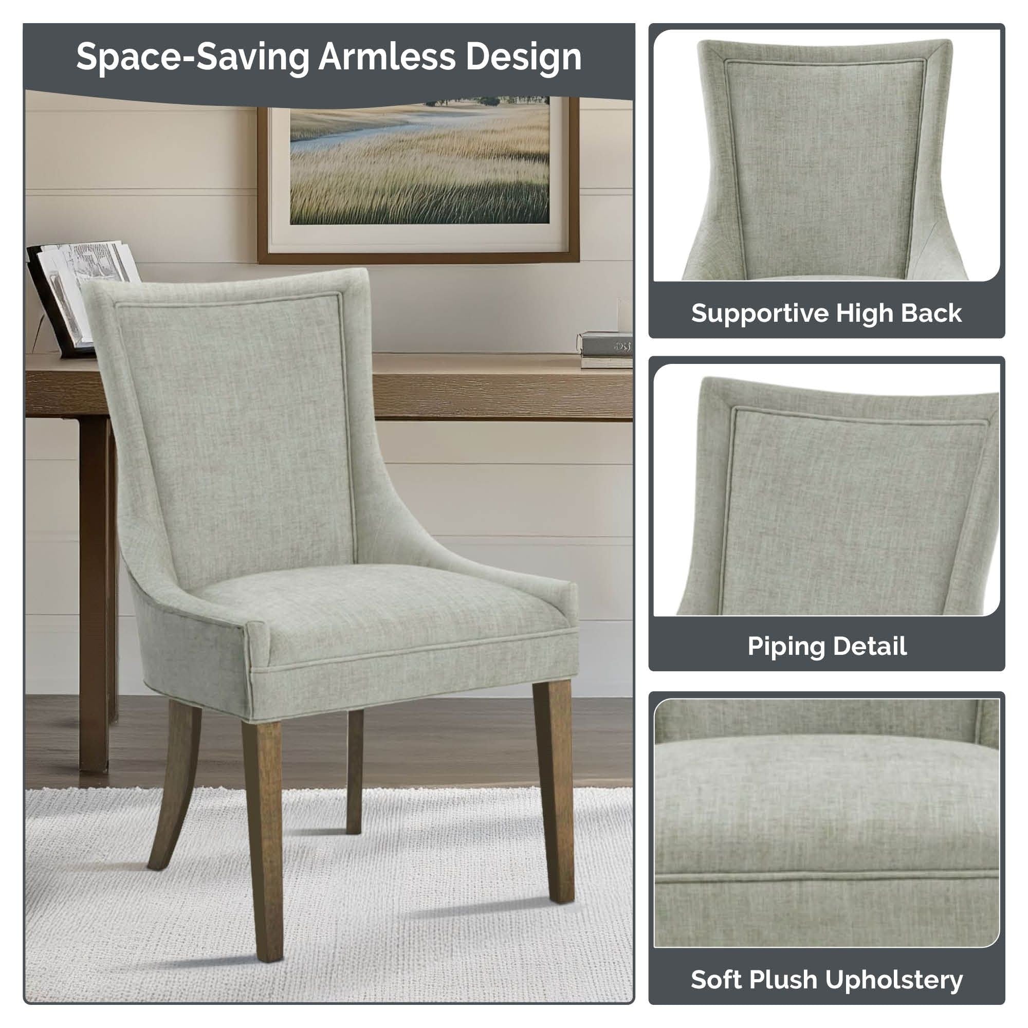 Madison Park Signature Ultra Upholstered Dining Side Chairs With Wood Legs (Set of 2) - N/A