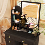 Makeup Vanity Set Table With LED Light &Mirror & Stool
