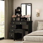 Makeup Vanity Set Table With LED Light &Mirror & Stool