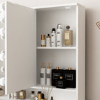 Makeup Vanity w/Tri-Fold Mirror Certified Lighting Glass Top Dresser