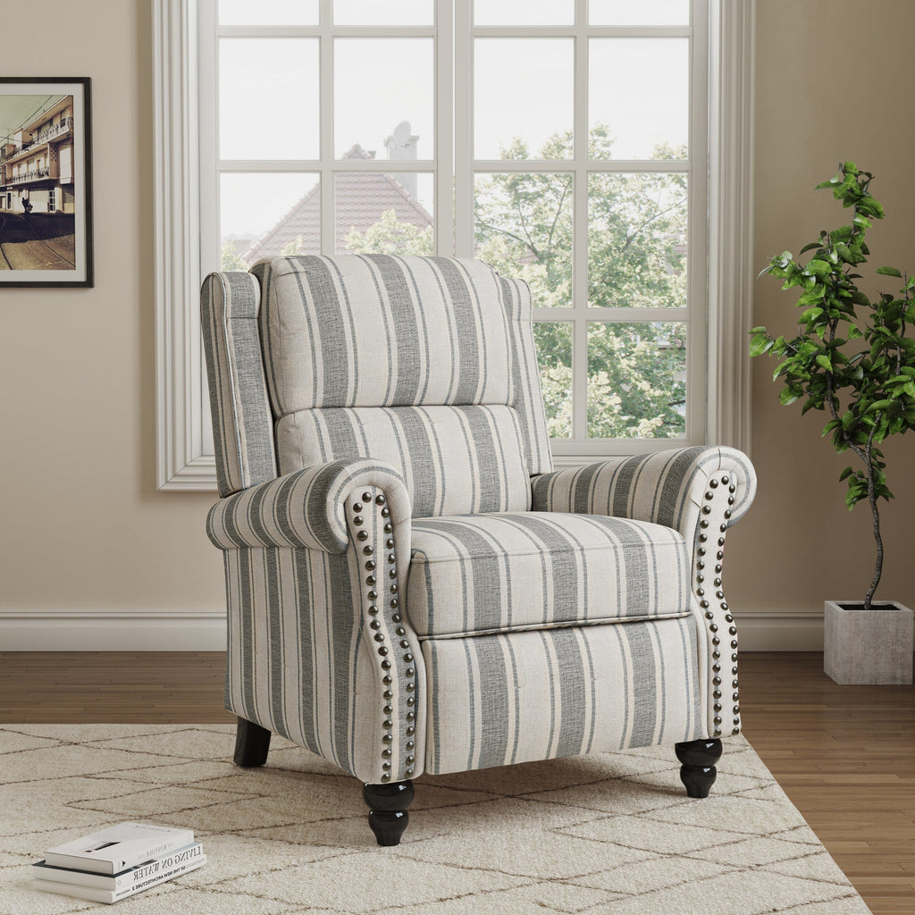 Manual Pushback Recliner Chairs with Nailhead Trim