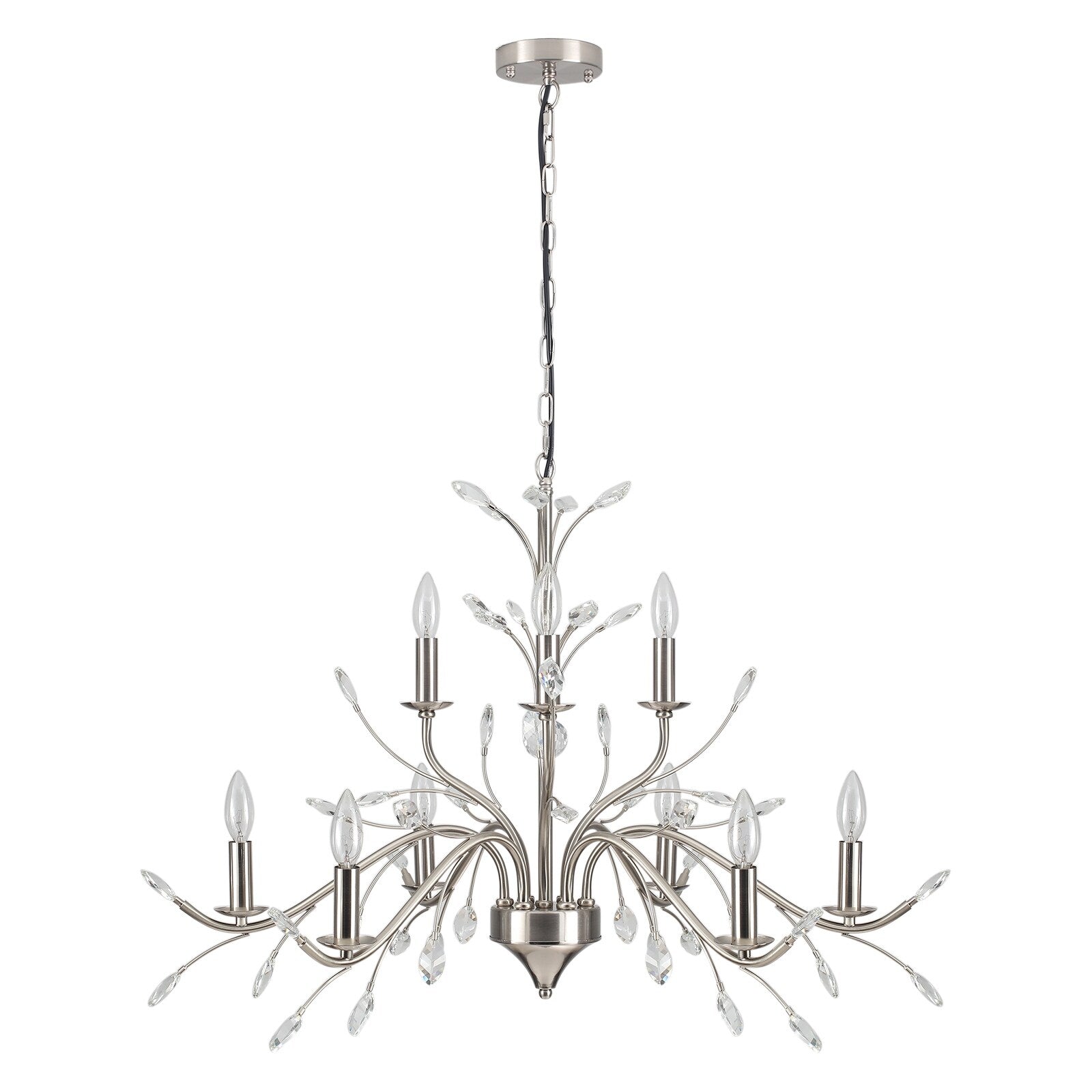 Farmhouse Retro Tree Branch Crystal Chandelier Candle-Style Pendant Light