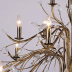Farmhouse Retro Tree Branch Crystal Chandelier Candle-Style Pendant Light