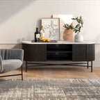 Meuble TV large Milo Mango &amp; Marble cannelé