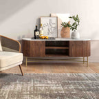 Meuble TV large Milo Mango &amp; Marble cannelé