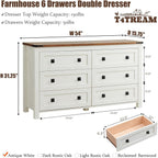 Farmhouse 6 Drawer Dresser, Wood TV Stand, Chest of Drawers
