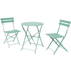 3pc Metal Folding Bistro Set, Weather-Resistant Outdoor/Indoor Conversation Set for Patio, Yard, Garden