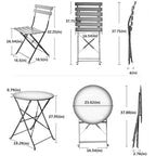 3pc Metal Folding Bistro Set, Weather-Resistant Outdoor/Indoor Conversation Set for Patio, Yard, Garden