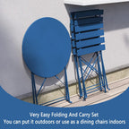 3pc Metal Folding Bistro Set, Weather-Resistant Outdoor/Indoor Conversation Set for Patio, Yard, Garden