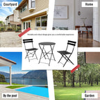 3pc Metal Folding Bistro Set, Weather-Resistant Outdoor/Indoor Conversation Set for Patio, Yard, Garden