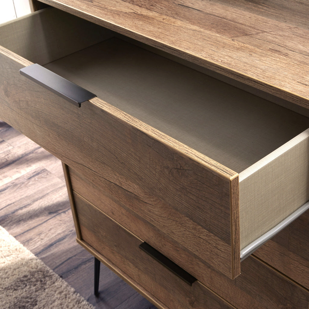 Commode à 4 tiroirs Moreno en chêne rustique