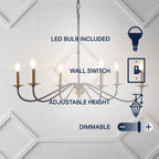 34.75 6-Light Iron LED Chandelier, by JONATHAN Y