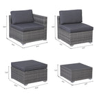 5-piece Outdoor Wicker Sectional Sofa Set with Cushions