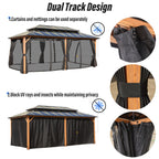 EROMMY Hardtop Gazebo,Outdoor Pergola with Double Roof & Netting & Curtains,Heavy Duty Canopy for Patio, Backyard, Pool party