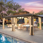 EROMMY Hardtop Gazebo,Outdoor Pergola with Double Roof & Netting & Curtains,Heavy Duty Canopy for Patio, Backyard, Pool party