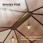 EROMMY Hardtop Gazebo,Outdoor Pergola with Double Roof & Netting & Curtains,Heavy Duty Canopy for Patio, Backyard, Pool party