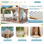 EROMMY Outdoor Louvered Pergola Gazebo with Adjustable Aluminum Rainproof Roof