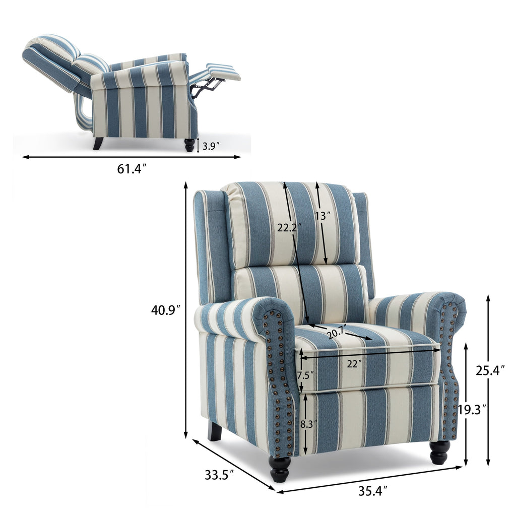 Manual Pushback Recliner Chairs with Nailhead Trim