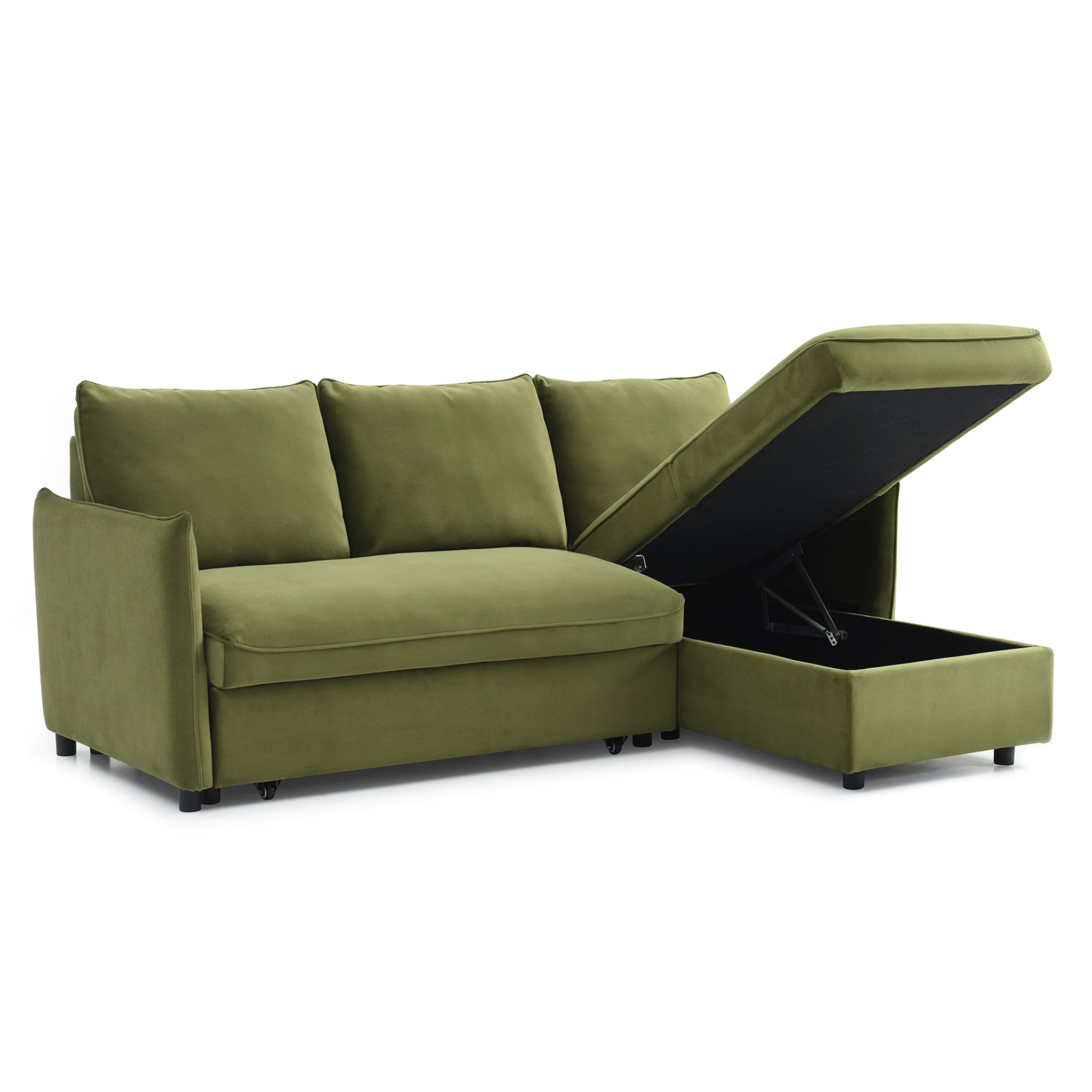 Canapé-lit d'angle en velours Thalia