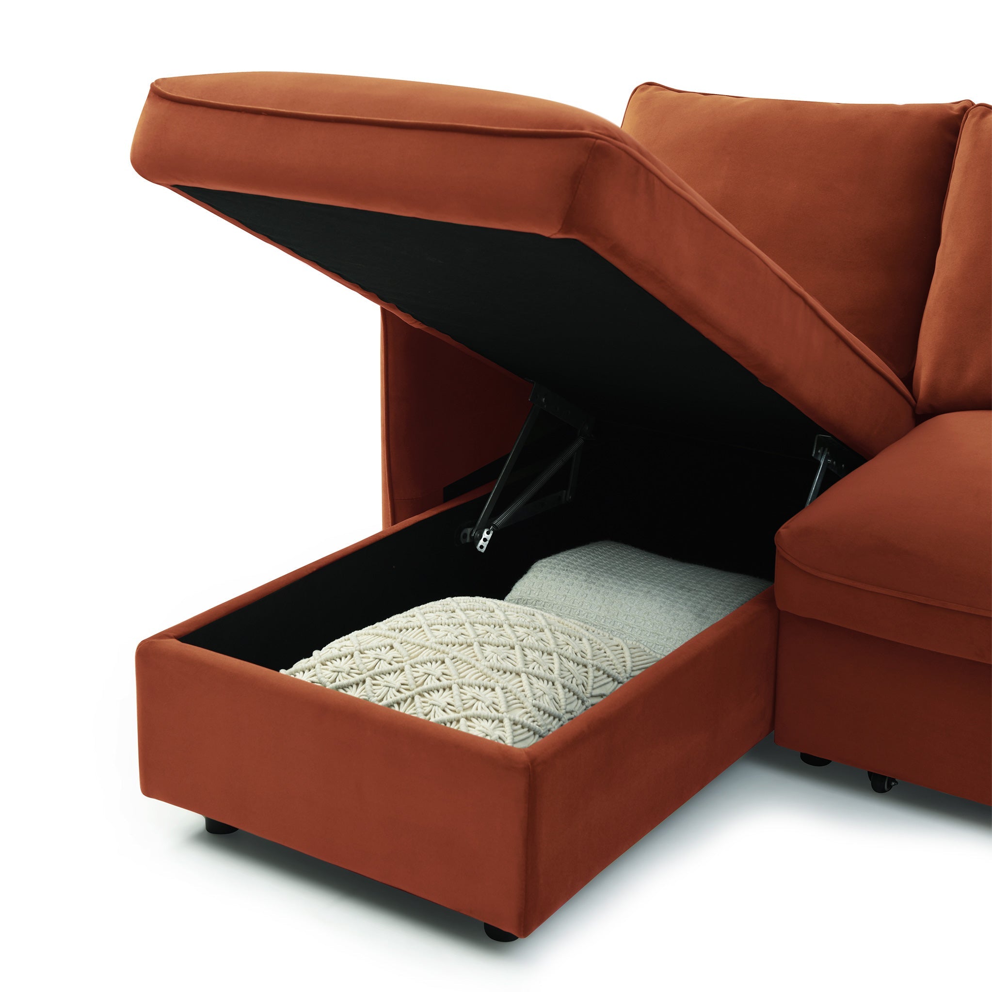 Canapé-lit d'angle en velours Thalia