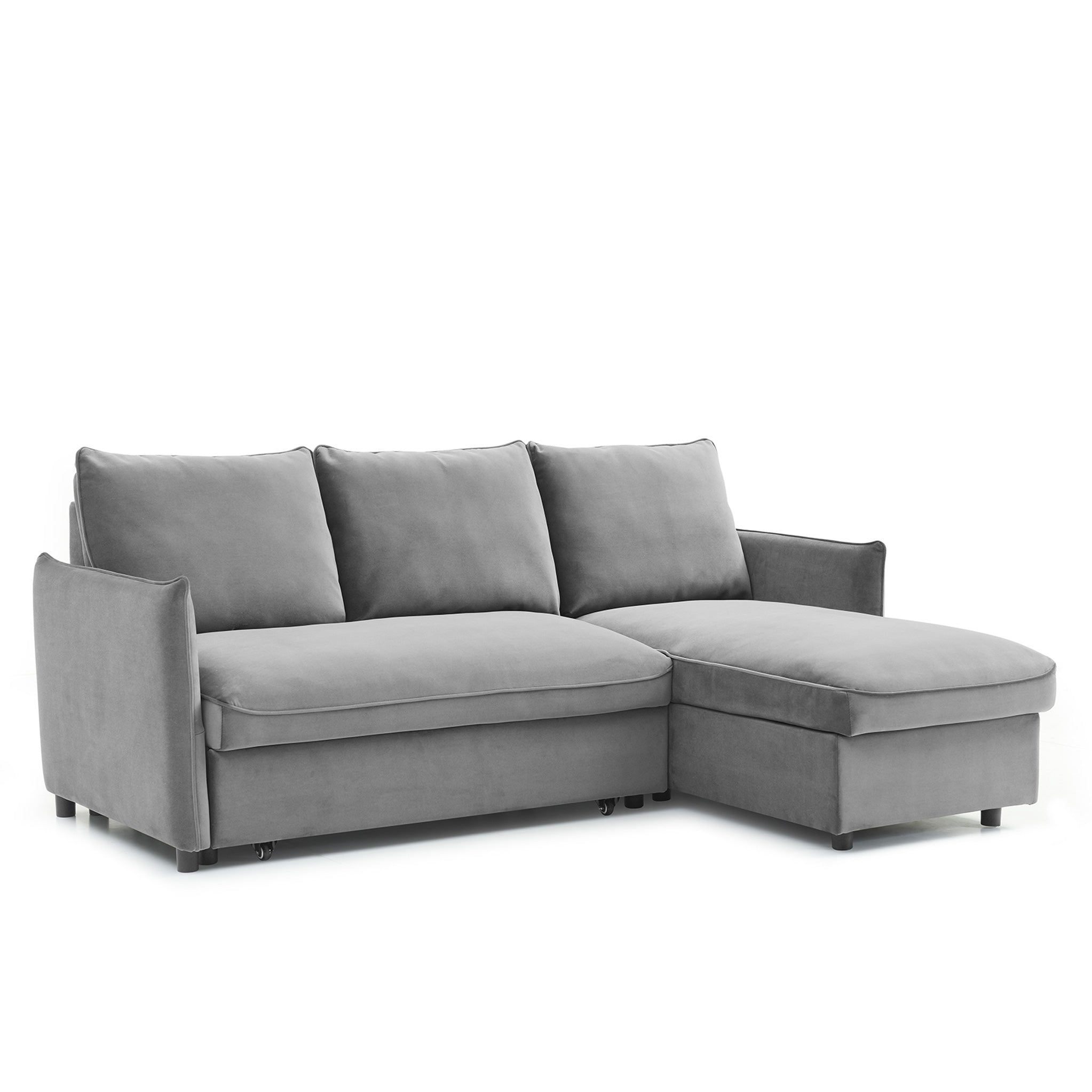 Canapé-lit d'angle en velours Thalia