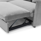 Canapé-lit d'angle en velours Thalia